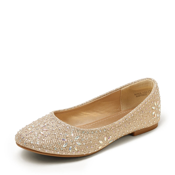 Girl's Comfortable Ballerina Flats - GOLD GLITTER -  0